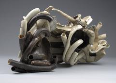 "Dense Way", Abstract, Contemporary, Ceramic, White, Brown, Stoneware, Sculpture