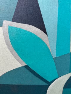 "Twilight Grace Note", Abstract, Mid-Century, Geometric, Blue, Acrylic Painting
