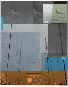« Mâts et planches », Art contemporain, Abstrait, Paysage, Voilier, Estampe en techniques mixtes