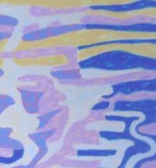 "Dance on Water", Abstract Landscape, Blue, Yellow, Purple, Oil Painting