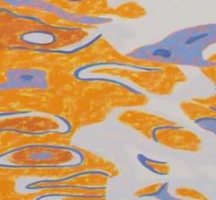""Fall Reflections", Ölgemälde, abstrakt, Wasser, Blau, Orange, Gelb