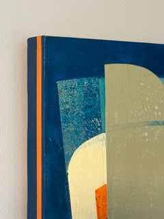 «Talking Through It», resumen, moderna, geométrica, azul, pintura en técnica mixta
