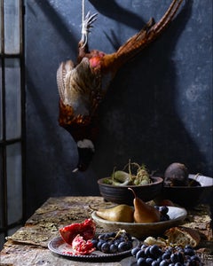 „Festmahl“, Zeitgenössisch, Fasan, Essen, Obst, Digitaldruck, Farbfotografie