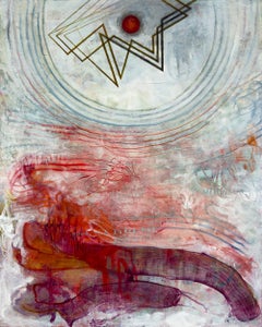 "I'm sorry, Dave", abstract movie blue white red purple text acrylic painting