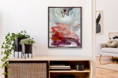 "I'm sorry, Dave", abstract movie blue white red purple text acrylic painting
