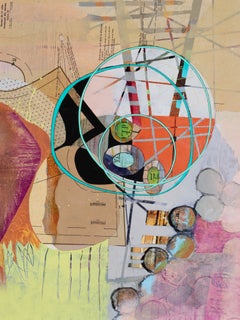 « Crossroads », Art contemporain, Géométrique, Tons terre, Collage en techniques mixtes