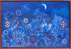 „Ein Eingriff aus dem Himmel“, Zeitgenössische Kunst, Mond, Mischtechnik-Gemälde