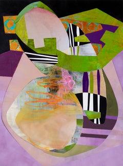 « Dovetail », Art contemporain, Géométrie abstraite, Vert, Noir, Collage en techniques mixtes