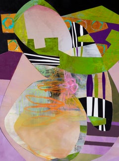 « Dovetail », Art contemporain, Géométrie abstraite, Vert, Noir, Collage en techniques mixtes
