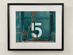"Dumpster 5", Contemporary, Green, White, Brown, Black, Rust, Pastel