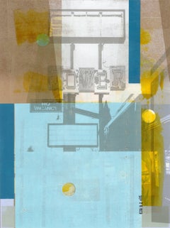 "Tower (No Vacancy)", Contemporary, Abstract, Blue, Yellow, Mixed Media Print