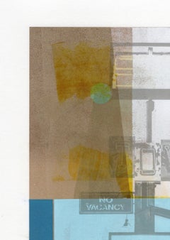 "Tower (No Vacancy)", Contemporary, Abstract, Blue, Yellow, Mixed Media Print