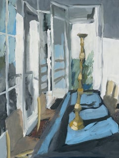 "Luce del mattino", Contemporaneo, Interni, Tavolo, Rosso, Blu, Dipinto acrilico