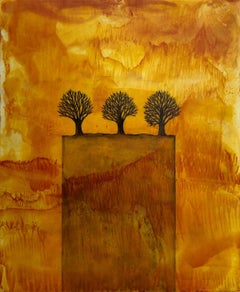 "Foresta", Arte contemporanea, Arancione, Giallo, Nero, Pittura a encausto e a olio