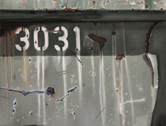 "Dumpster 3031", Contemporary, Green, White, Brown, Rust, Black, Pastel Drawing
