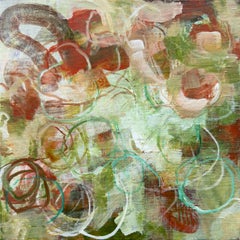 "Super-position S1E2", abstract science green blue pink red acrylic painting