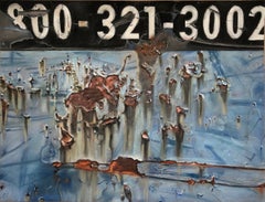 "Dumpster 3213002", Contemporary, Blue, Black, White, Rust, Pastel Drawing