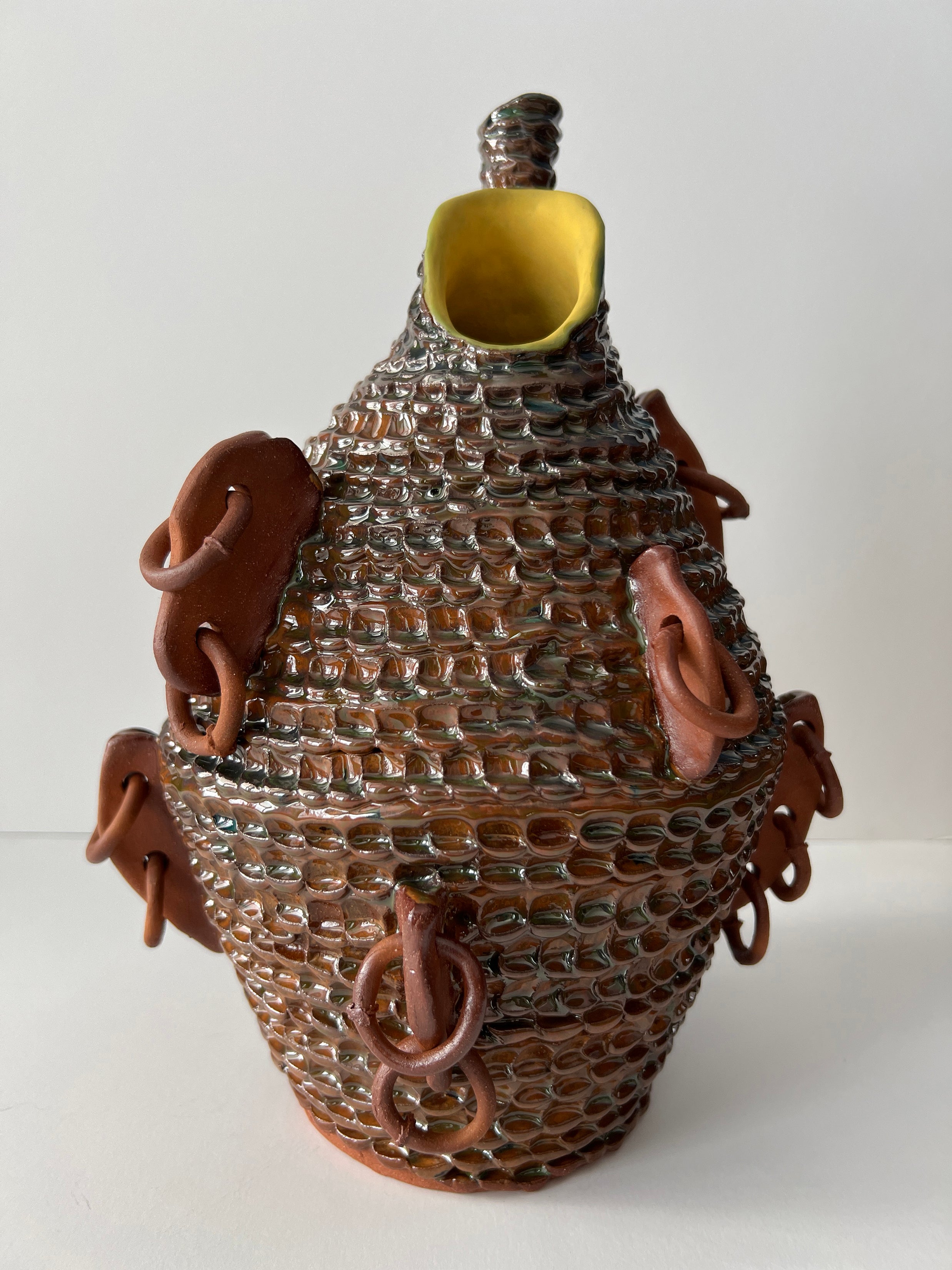 Tatiana Flis Abstract Sculpture - "Carried in Common", Contemporary Abstract Vessel, Terracotta, Ceramic Sculpture