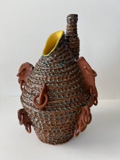 « Carried in Common », récipient abstrait contemporain, terre cuite, sculpture en céramique