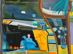 « Two Worlds Colliding », Art contemporain, Paysage intérieur surréaliste, Peinture à l'huile