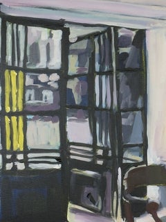 "Yellow Haze", Contemporary, Interior, Window, Industrial, Acrylic Painting