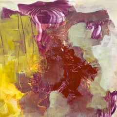 «Bog Witch», retrato abstracto en acrílico en tonos morado, naranja, amarillo, verde y azul