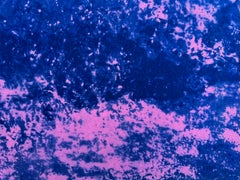 «Roiling Magenta», Pop Art, olas azules del océano, fotografía cianotípica sobre lino