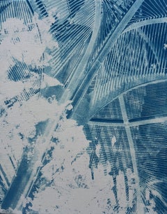 „Soaring“, Zeitgenössisch, Bogen, China, Blau, Cyanotypie auf Leinen