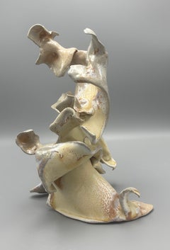«Strata», contemporáneo, gestual, cerámica, marrón, crema, amarillo, beige, escultura