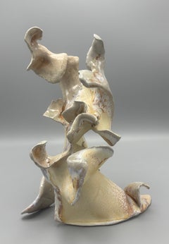 «Strata», contemporáneo, gestual, cerámica, marrón, crema, amarillo, beige, escultura