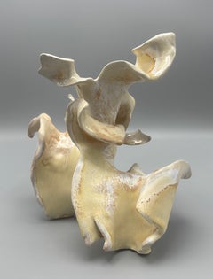 "Tango", Contemporary, Gestural, Ceramic, Yellow, Cream, White, Brown, Sculpture