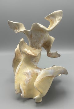 "Tango", Contemporary, Gestural, Ceramic, Yellow, Cream, White, Brown, Sculpture