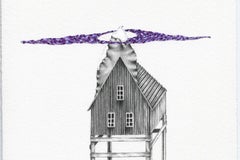 "Whispered Apace", graphite, gouache, drawing, home, silver, purple