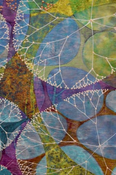 "Simply Complicated", abstract, ovals, turquoise, green, white, acrylic painting