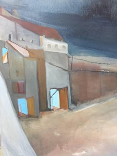 "Life has Many Layers", Surreal, Landscape, Night, Blue, Brown, Oil Painting