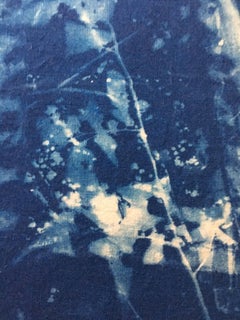 ""Grue 1"", paysage contemporain, lin, bleu, cyanotype, photographie