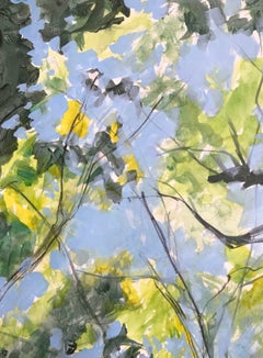 "Summer Tree Study", Contemporary, Abstract, Landscape, Green, Acrylic Painting