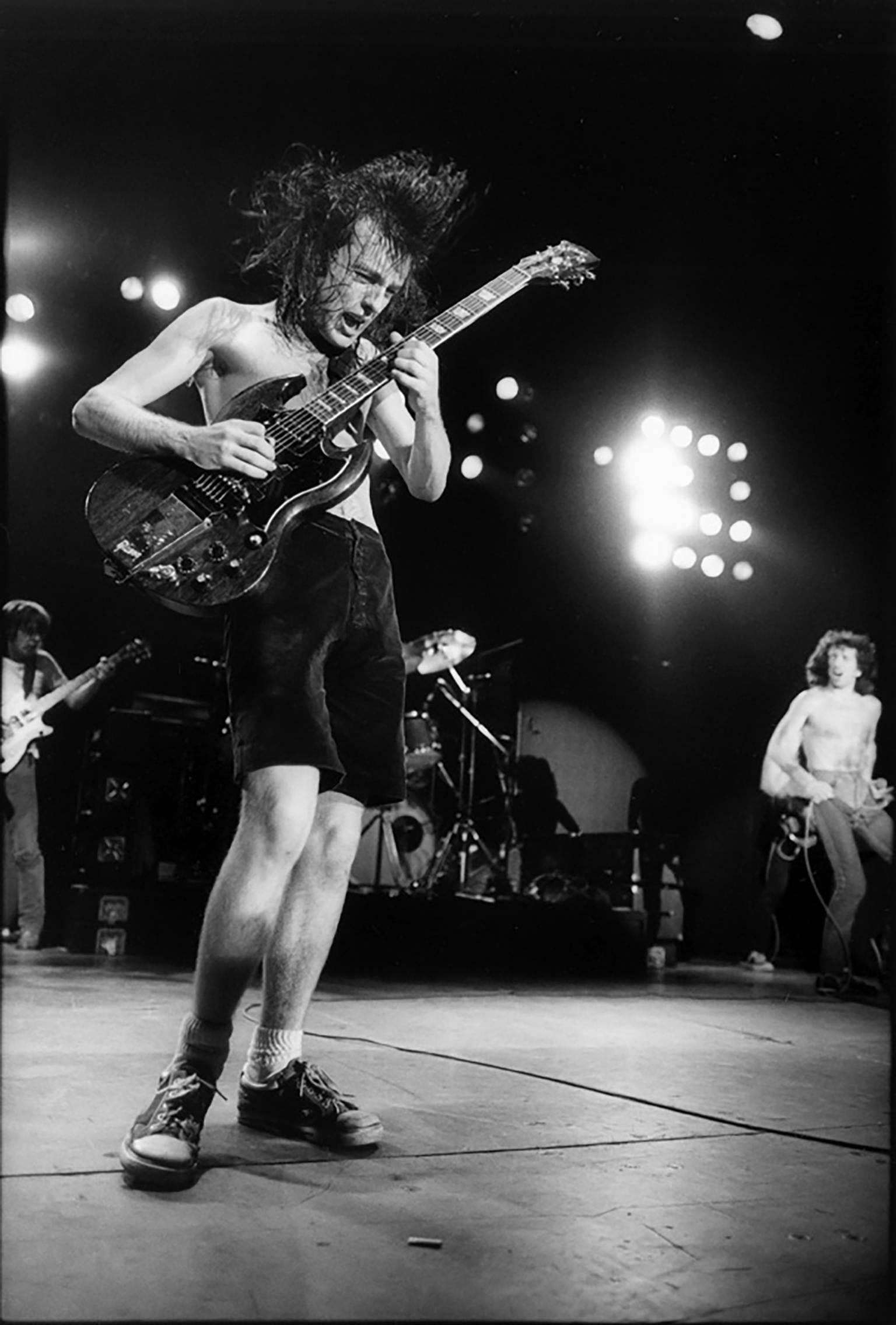Neil Zlozower Black and White Photograph - Angus Young, AC/DC, 1979