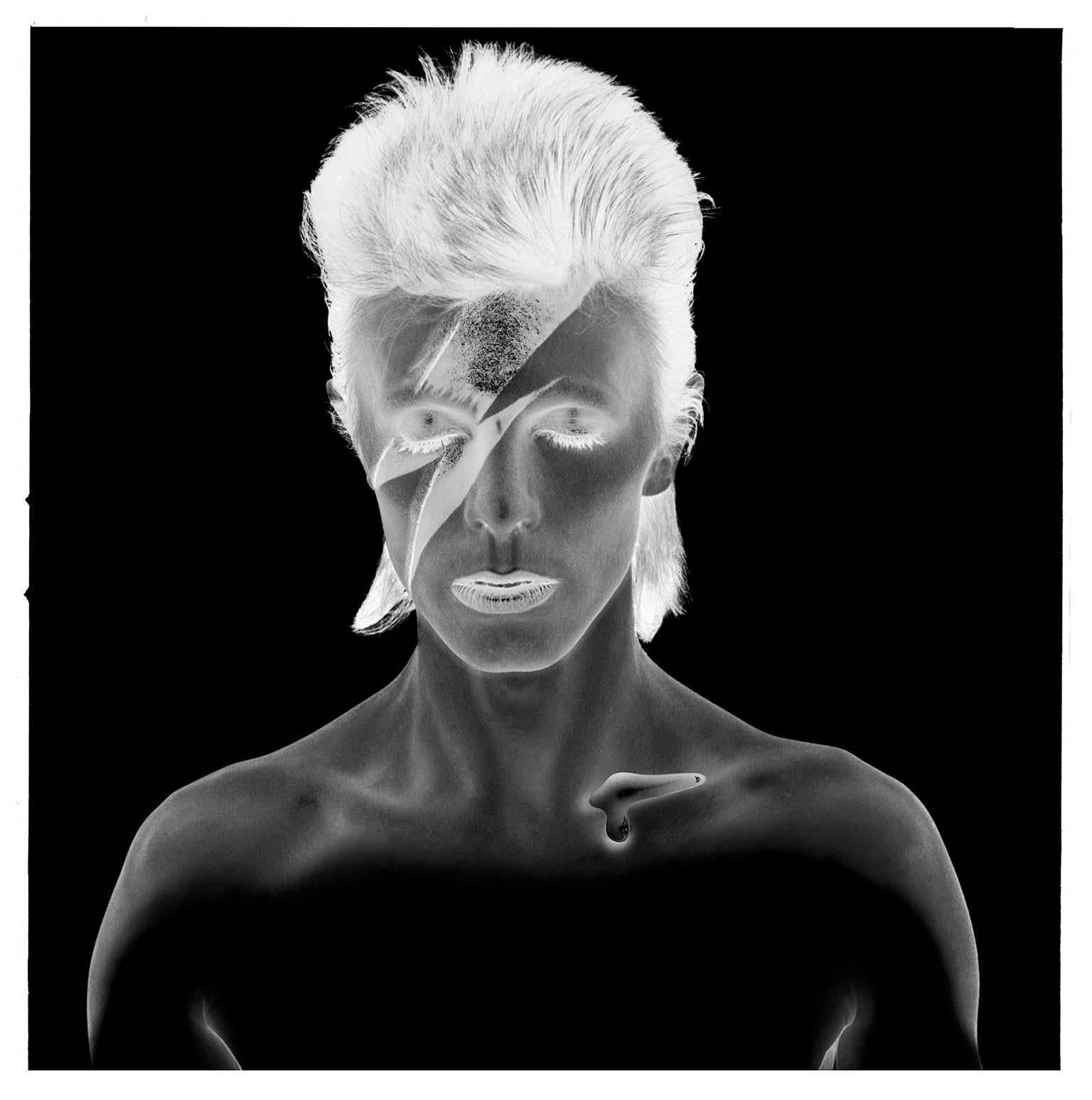 Brian Duffy Black and White Photograph - David Bowie, Aladdin Sane Re-mastered black & white negative, 1973