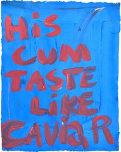 His Cum Taste Like Caviar, Small Painting on Paper by Jeffrey Hargrave