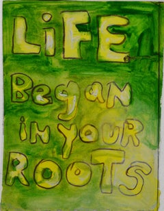 Roots / Small Text Painting on Paper by Jeffrey Hargrave