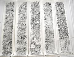 Ink Party Landscape Hanging Graffiti Ink Scroll by Hu Renyi