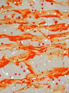 Orange Ribbons / Abstract Diptych Painting on Paper by Hooper Dunbar
