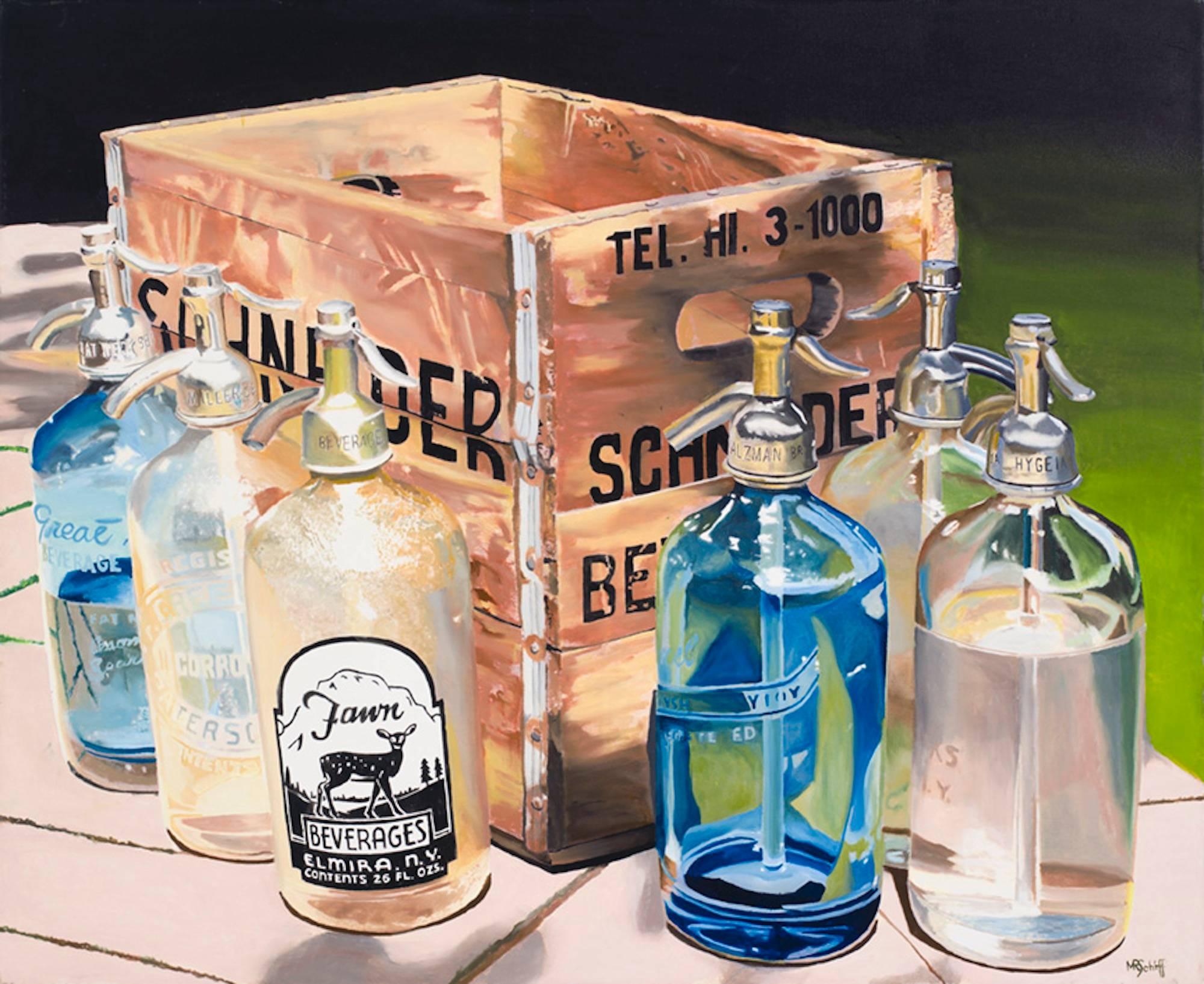 Mark Schiff Interior Print - Schneider Seltzer Bottles (Signed and Numbered Limited Edition Giclee on Canvas)