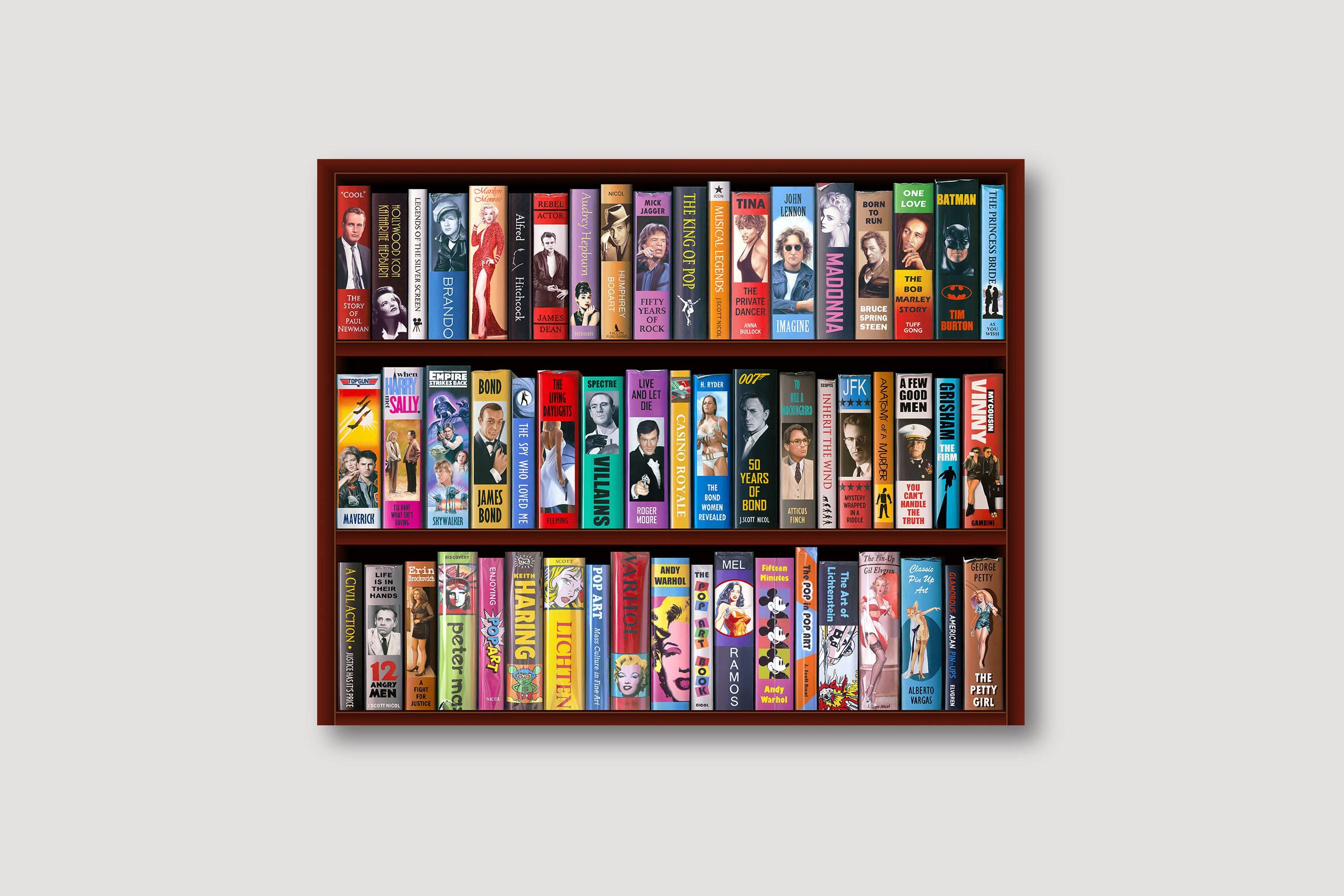 The Petty Girl Bookcase (Signed and Numbered Limited Edition) - Photorealist Print by J. Scott Nicol