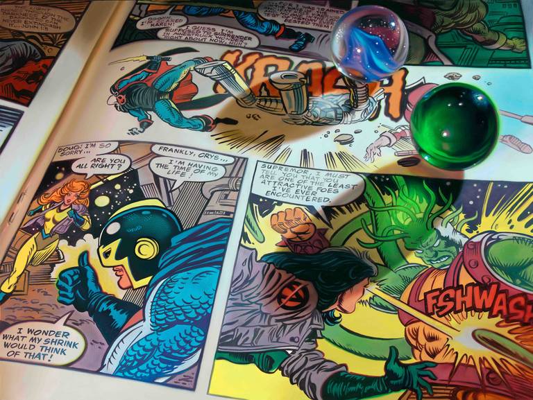 Doug Bloodworth Interior Painting - Marbles and Comics
