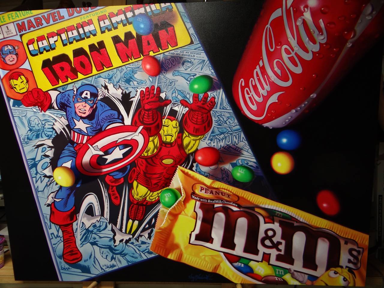 Doug Bloodworth Still-Life Painting - Captain America and Iron Man Original Oil Painting