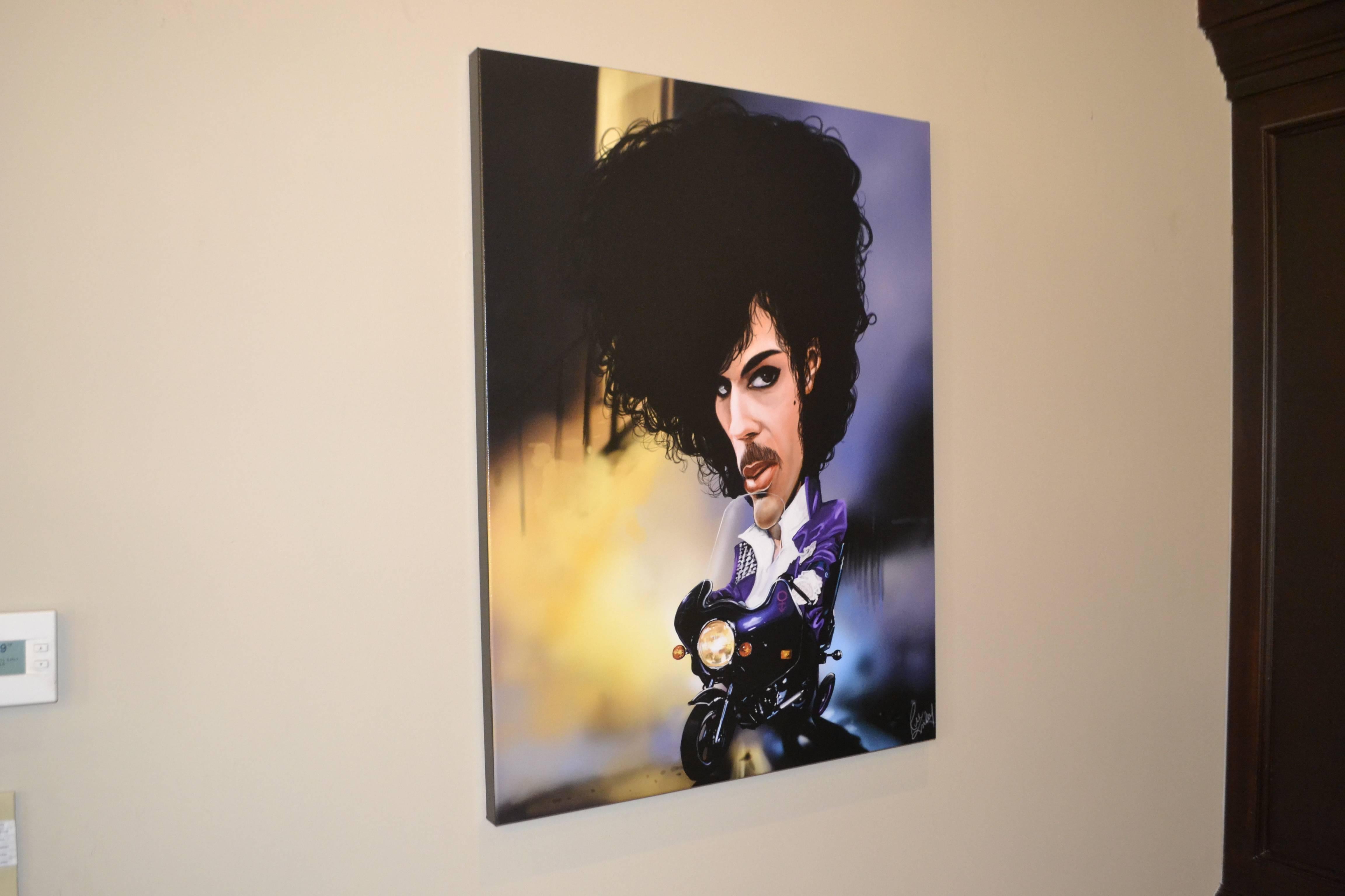 Prince Purple Rain 9 x 12 Limited Edition on Canvas - Print by Rich Conley