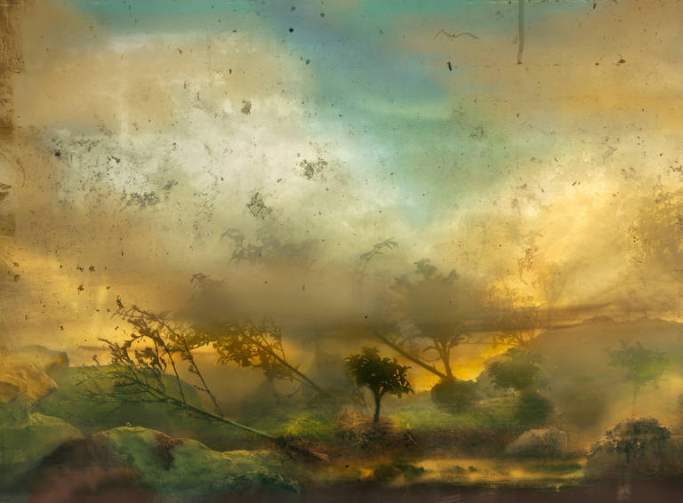 Kim Keever Landscape Print - Summer: Blue, Yellow and Gray