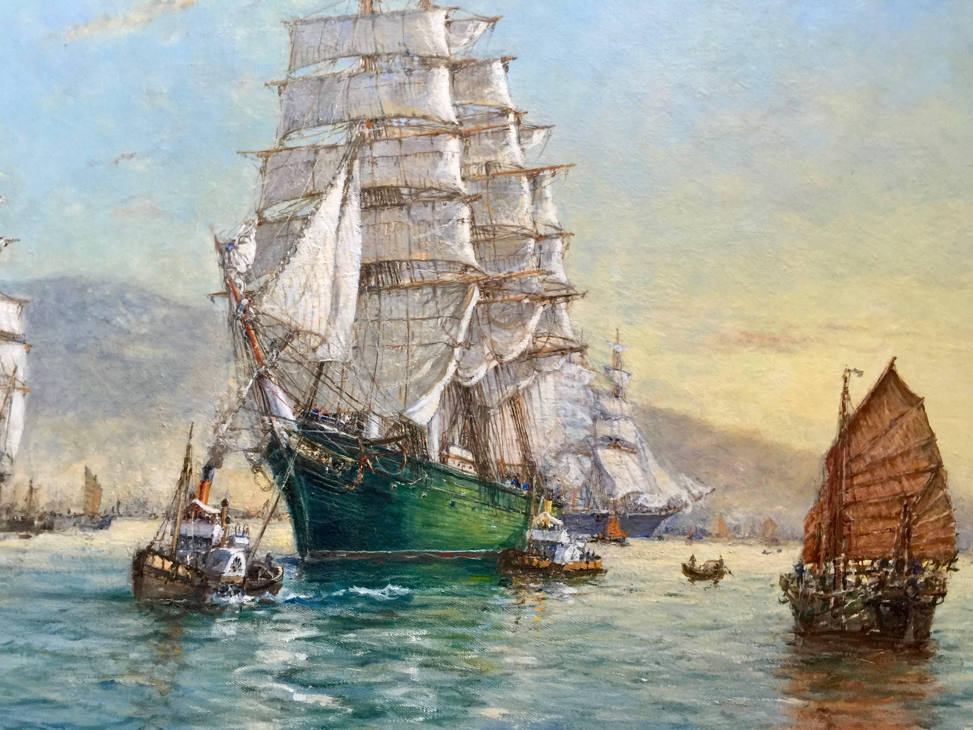 Figurative Painting John Sutton - Le Clipper Themopale:: au large de la côte de Foochow